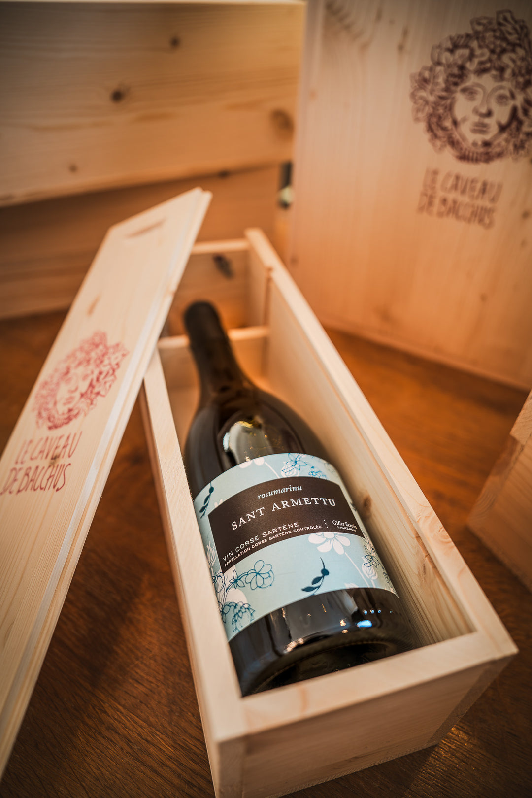 Coffret Cadeau Bois - Cadeau de Bacchus - Sant Armettu Corse Sartène Rosumarinu  Rouge